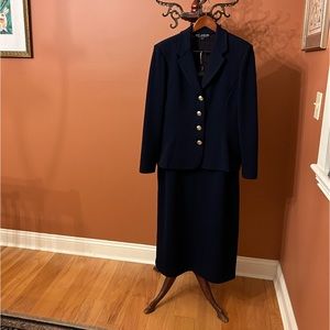 St John Basics knit navy skirt, size 12, full-length